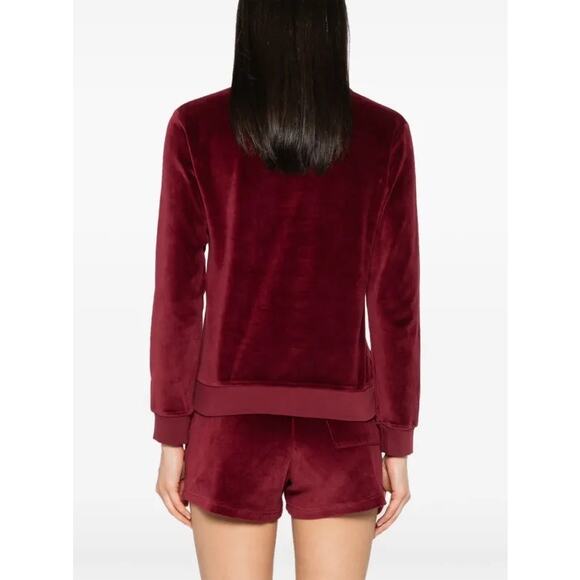 Sporty and Rich NWT Velour Longsleeve Polo Top Merlot Medium - Picture 12 of 12